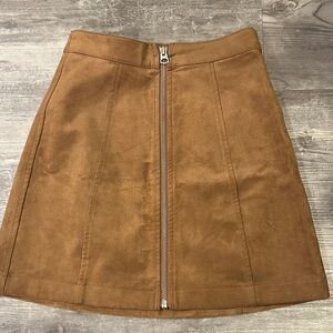 Elegant Brown Mini Skirt with Front Zipper